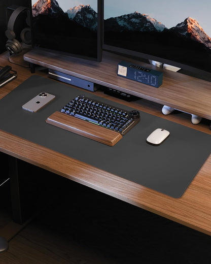 AFIING Desk Pad Protector 23.6" x 13.7" - Non-Slip Waterproof PU Leather Desk Mat for Mouse, Keyboard, Laptop, Office and Home Workspace (Beige)