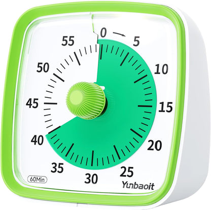 Yunbaoit Visual Timer with Night Light, 60-Minute Countdown Timer for Kids and Adults, Silent Classroom Timer, Time Management Tool for Home, School, or Work (Light Blue)