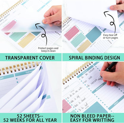 Weekly To Do List Notepad, 8.5''x11'' Weekly Desk Planner with 52 Tear Off Sheets Undated Weekly Planner Habit Tracker & Productivity Organizer for Home and Work, Pink