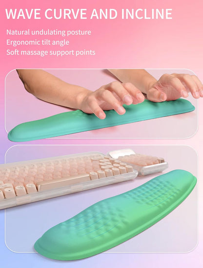 Hokafenle 2in1 Combination, Wave Keyboard Wrist Rest and Ergonomic Curvature Mouse Pad Wrist Support for Relieve Wrist Pain, Filled with Soft Cushion Memory Foam, Black