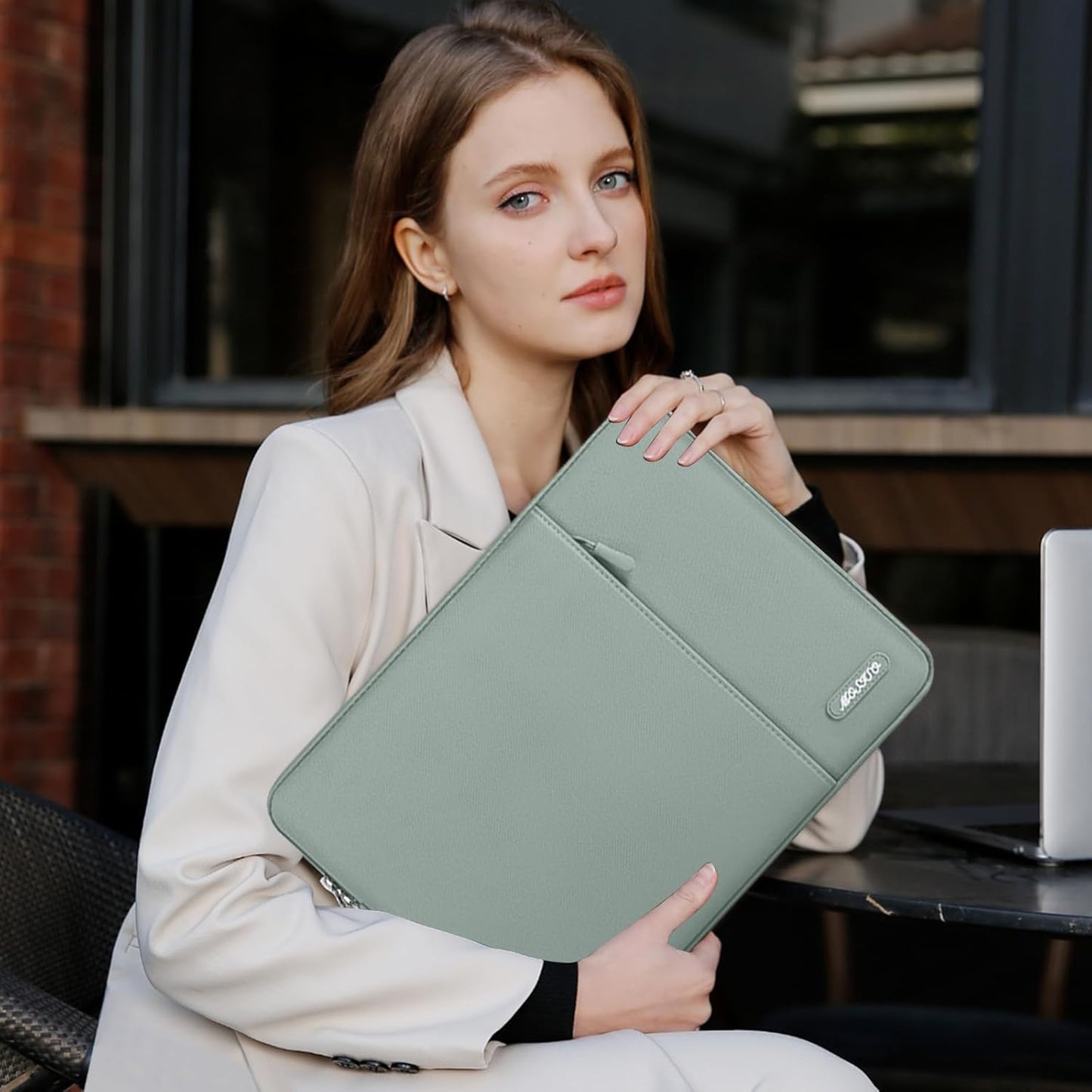 MOSISO Laptop Case 13.3 inch, 13-13.3 inch Laptop Sleeve Compatible with MacBook Air/Pro 13/Pro 14 M5 M4 M3 M2 M1, HP Dell ASUS Lenovo,Polyester Vertical Computer Sleeve Bag with Pocket, Antique Green - Colors A