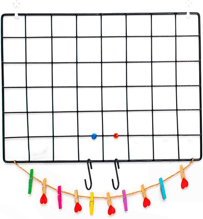 ODOXIA 2 Pack Wire Wall Grid Panel | Photos & Pictures Display Grid Wall Panels | Black, Magnetic & Metal Grid | Photo Grid Wire Board | Hanging Home, Office & Kitchen Decor