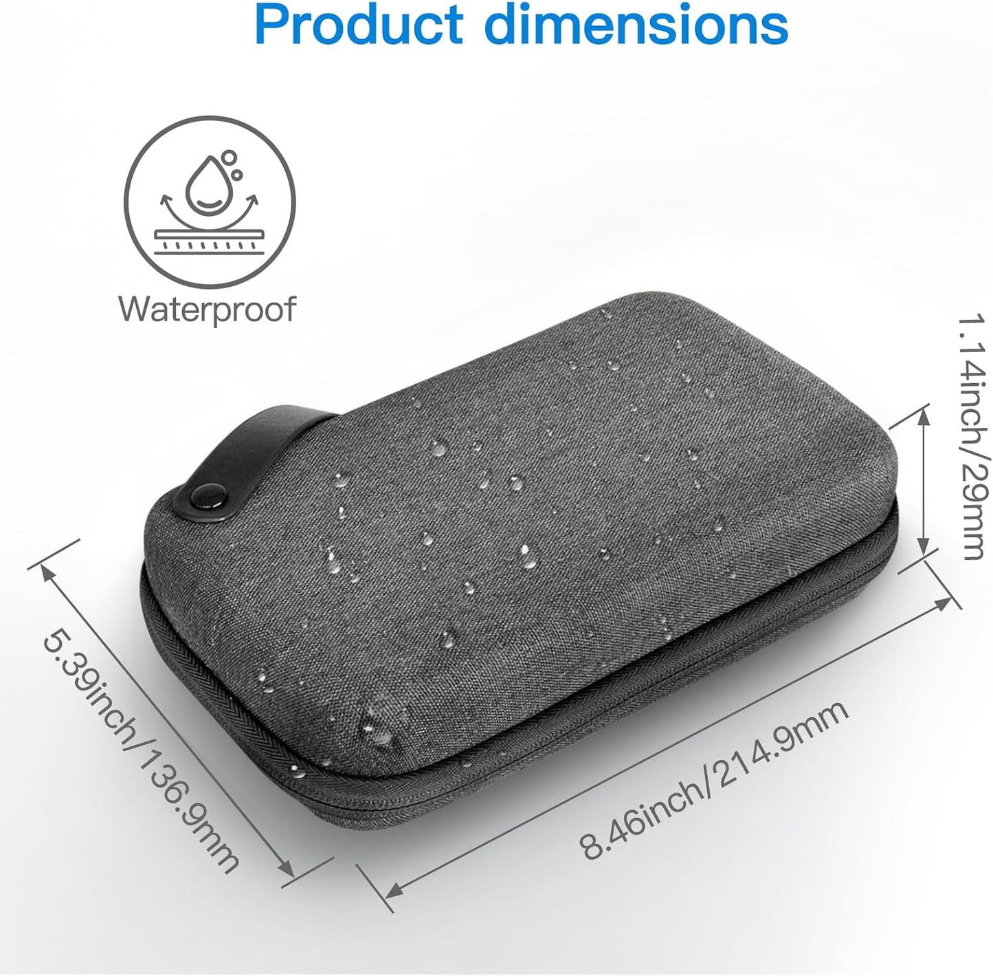 JETech Travel Accessories Organizer Case, Portable Electronic Pouch Gadget Bag for MacBook Power Adapter Chargers, Cables, Power Bank, Mouse, Stylus Pen, Earphone, SD Card, USB Flash Drive