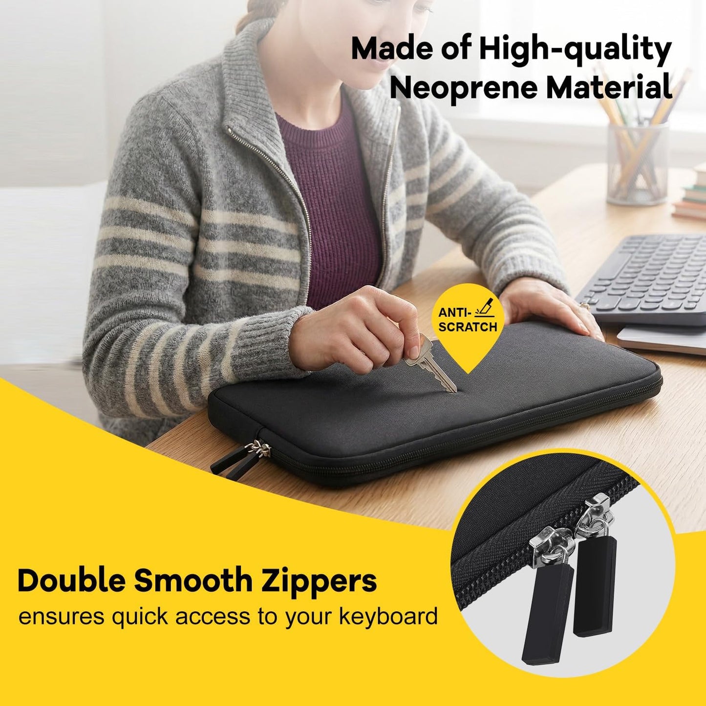 DAMMOMKO Logitech K380 Keyboard Sleeve Case Cover for Logitech Pebble Keys 2 K380s & K380 Bluetooth Keyboard, Neoprene Keyboard Travel Case Padded Shockproof Protective Bag, Black