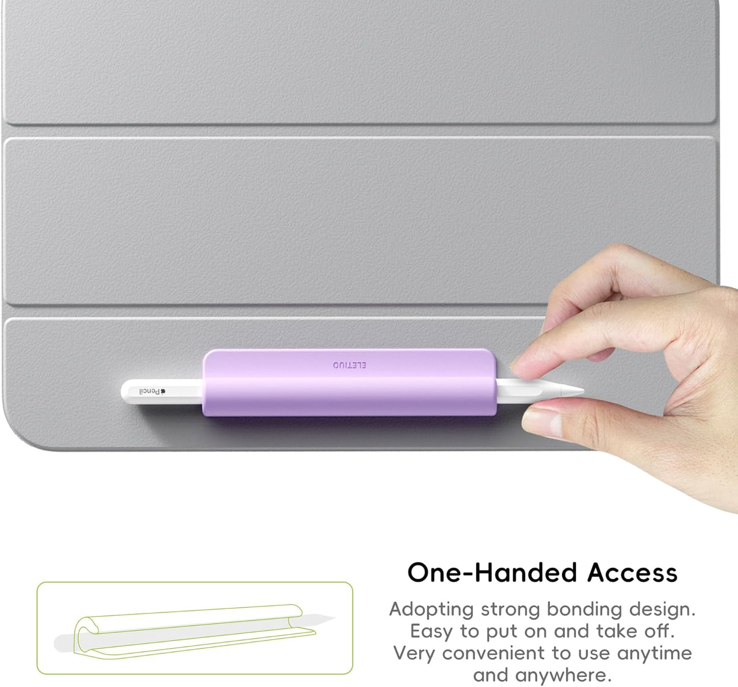 ELETIUO Silicone Pencil Holder Sleeve,Compatible with Apple Pencil (USB-C),Apple Pencil 1st/ 2nd Generation,Strong Adhesive Sticky Attached to iPad Case for Stylus Pens,Black