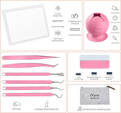 iVyne Complete Set Rechargeable A4 Light Pad, Weeding Tools for Vinyl, Scrap Collector for Cricut and Silhouette Machines for Every Tracing, Drawing Projects (Green)