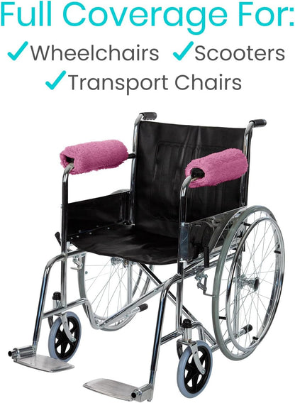 Vive Wheelchair Armrest Pads (2 PCS) - Memory Foam Sheepskin Cushion Accessories for Transport Electric Wheel Chair Arm Rests - for Adults, Seniors, Handicapped - Soft Support for Office Chair