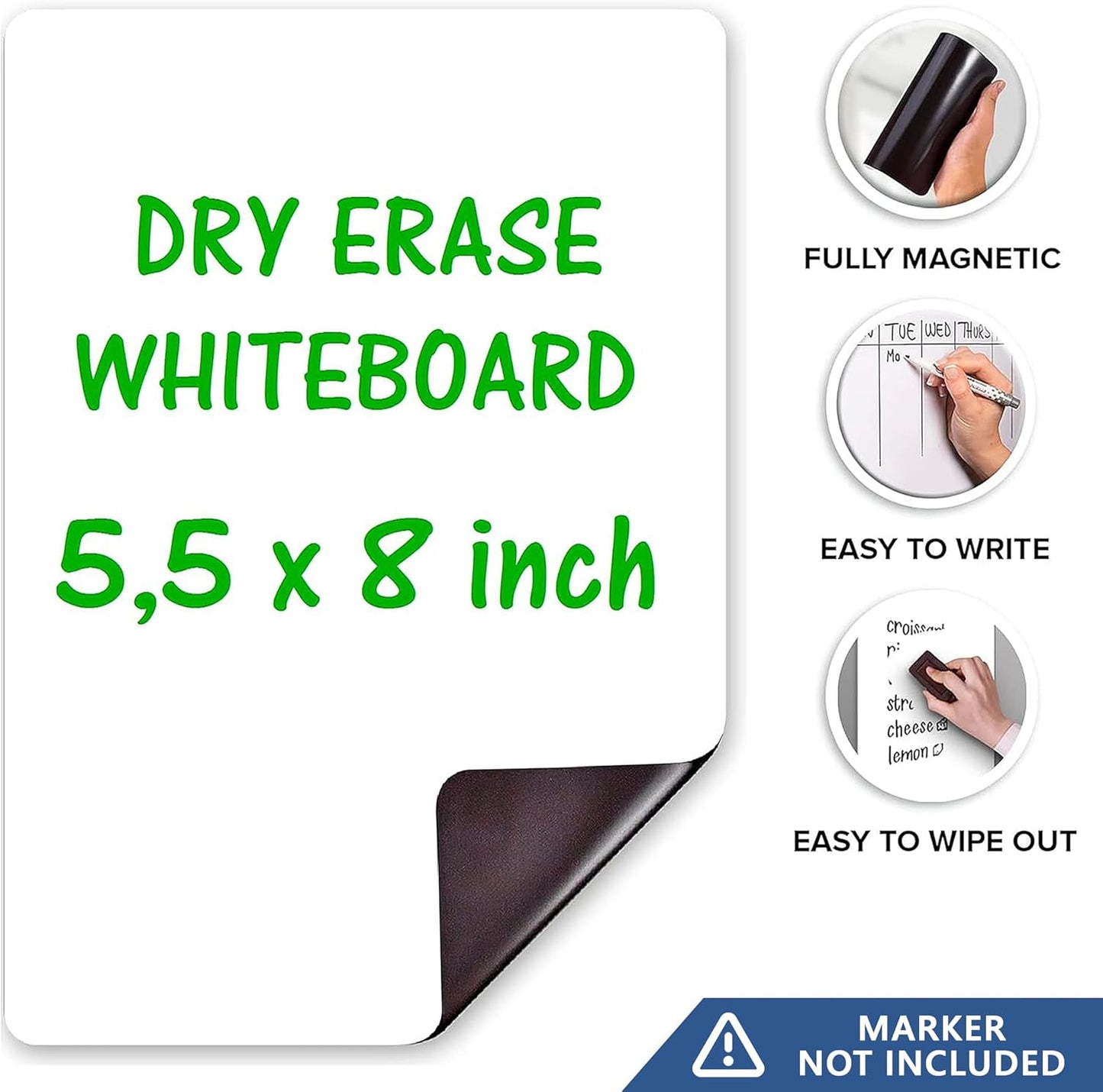 Small Magnetic Whiteboard for Locker to Do List 5x7 A5 - Mini Lined Dry Erase Board for School - Locker White Board Magnet Organizer - Magnetic Whiteboard for Locker Decor Classroom Daily Checklist