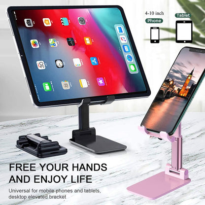 Meetuo 2 Pcs Cell Phone Stand, Adjustable Angle Height Phone Stand for Desk, Fully Foldable/Portable Phone Holder, Compatible with iPhone 17/16/15/14/13/12/Smartphones