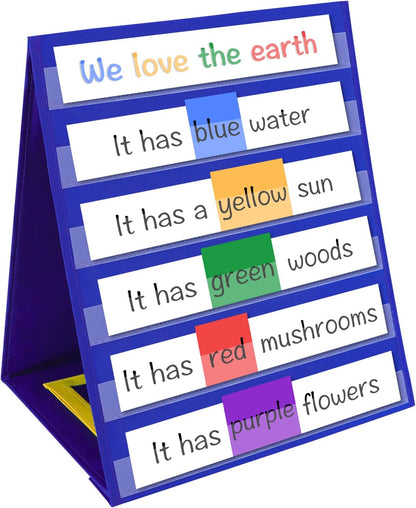 Magnetic Desktop Tabletop Pocket Chart Stand, Double Sided Small Pocket Chart for Classroom Home (15" X 12.5")
