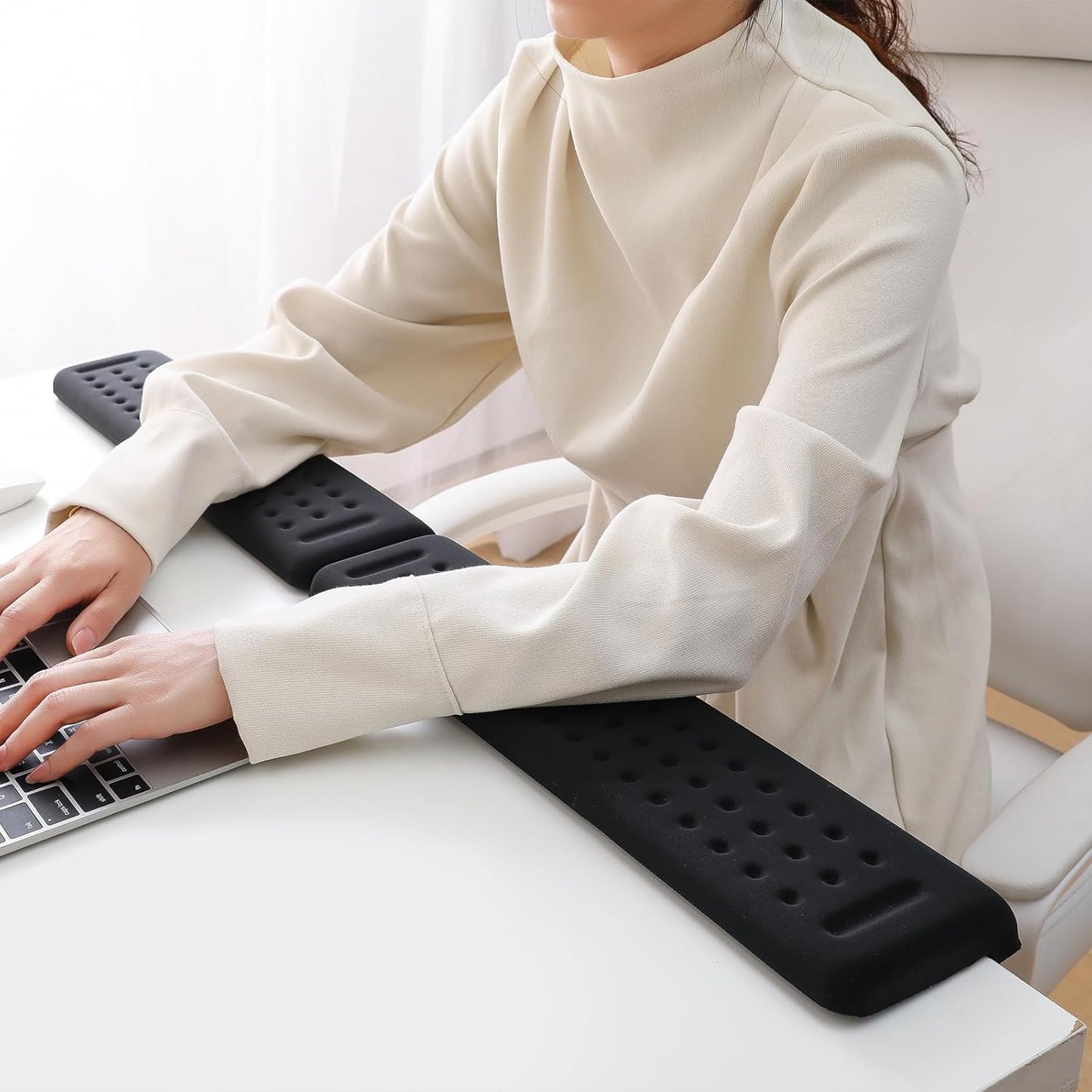 L-Shaped Desk EdgeRest, 2-Piece Set, Plam & Wrist & Forearm & Elbow Comfort Support for Table or Desk Edge, Non-Slip, Memory Foam Padding, Ergonomic Design, Separate Design (11.8 * 3.9 inch)