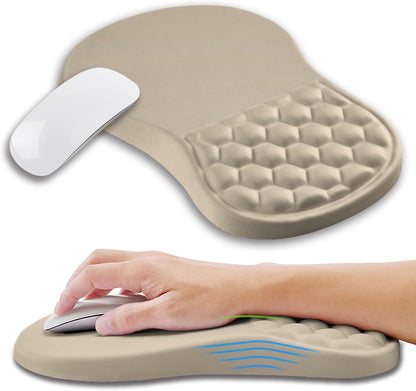 Ergonomic Mouse Pad Wrist Support with Memory Foam Massage Bulge, Carpal Tunnel Pain Relief Mousepad Wrist Rest for Mouse(12x8 inch, Silver Gray Light Purple)
