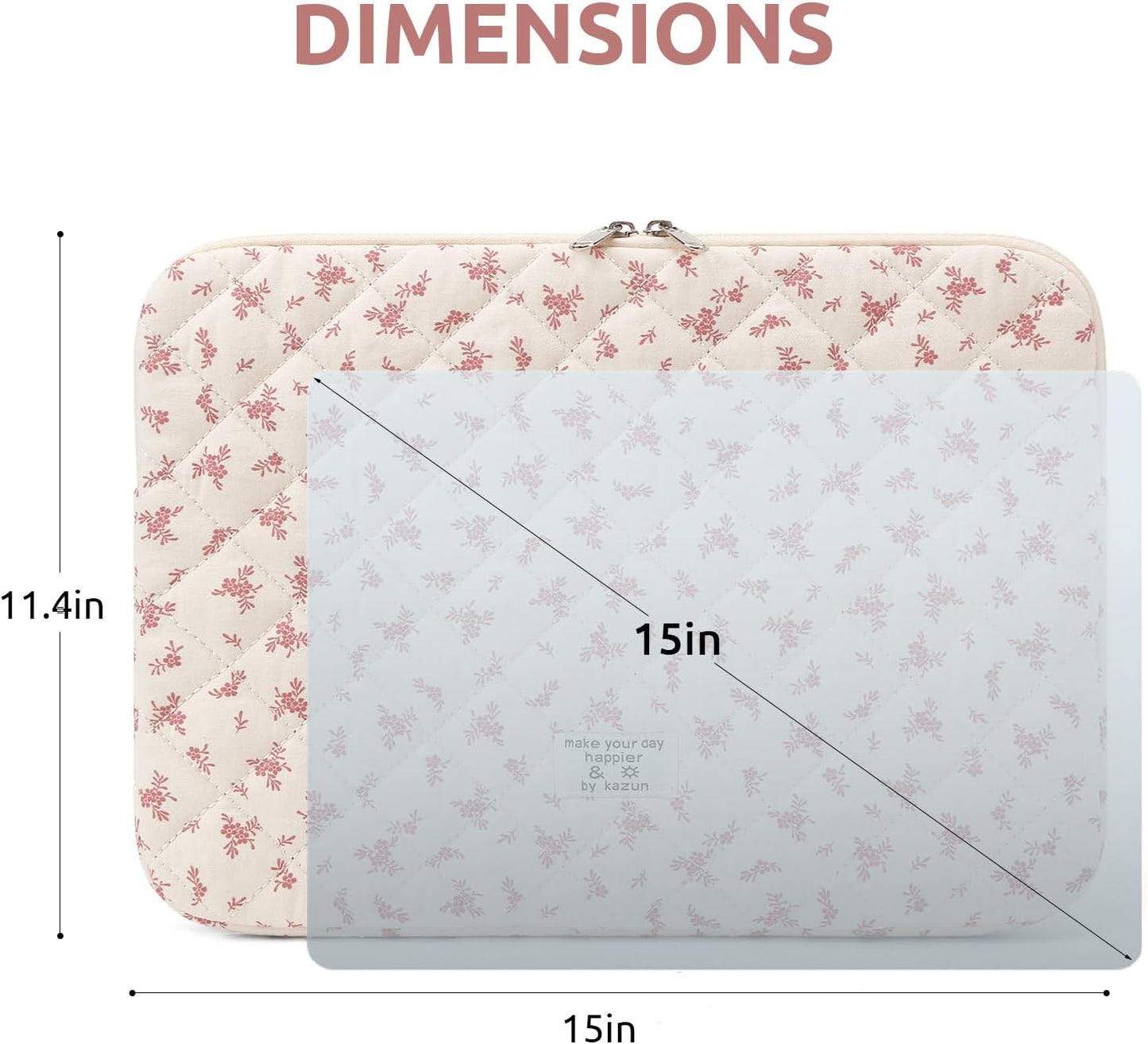 Puffy Laptop Sleeve 13 Inch Cute Quilted Laptop Protective Case Padded Floral Computer Sleeve for MacBook (A-Blue, 13 Inch)