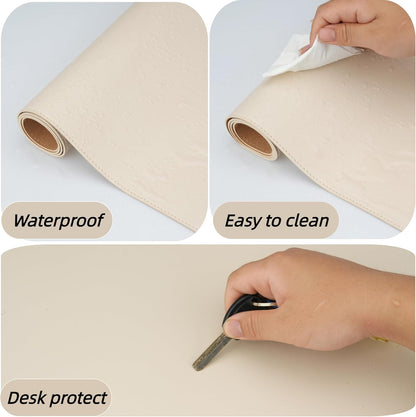 Desk Pad Mat Dual-Sided Natural Cork and PU Leather Non-Slip Water-Resistant Desk Matt for Desktop
