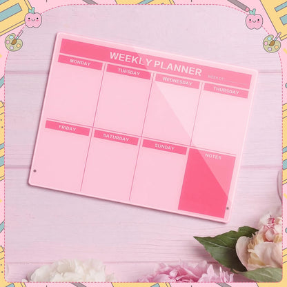 Desktop Acrylic Weekly Planner Board Acrylic Calendar Dry Erase Board with Stand to Do List Planner Boards with Daily Schedule and Markers for Family Home Office(Sage Green)