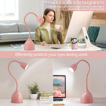 EJIAXIN Desk Lamp for Home Office - Clip on Reading Light and Bed Headboard Clamp Lamp, Bedside Gooseneck Table Lamp, Clip on Desk Lamps, Eye-Caring Desk Lamp for College Dorm Room Study Lamp, White