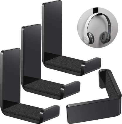 Weewooday 4 Pieces Headphone Hanger Holder Desk Adhesive Headphone Hook Wall Mount Headset Stand Acrylic Holder with Glues for General Purpose Game Earphone(White)