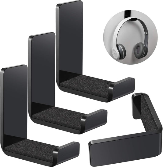 Weewooday 4 Pieces Headphone Hanger Holder Desk Adhesive Headphone Hook Wall Mount Headset Stand Acrylic Holder with Glues for General Purpose Game Earphone(White)