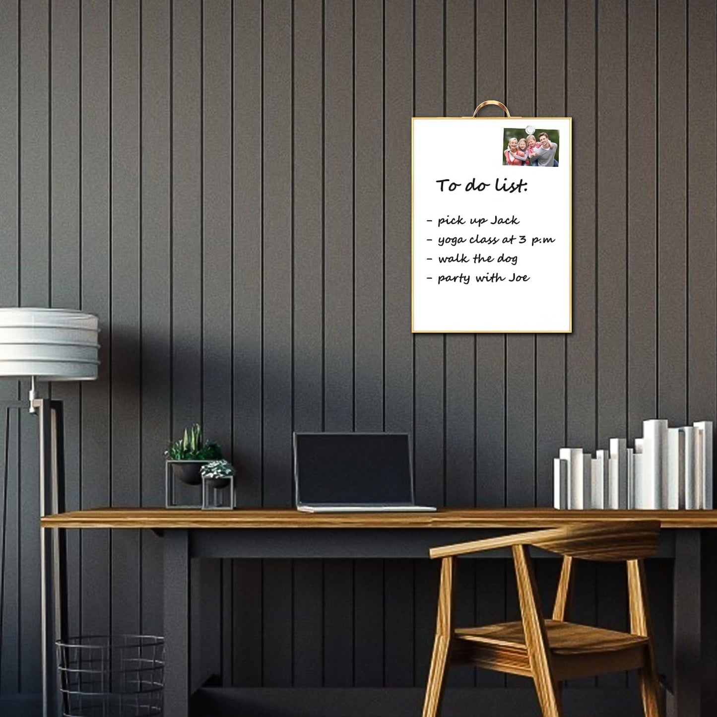TSJ OFFICE Small Whiteboard Cork-Board - 16" X 12" Portable Aluminum Black Framed Magnetic Dry Erase Board, Small Bulletin Cork Board with Holder for Office, Home and School