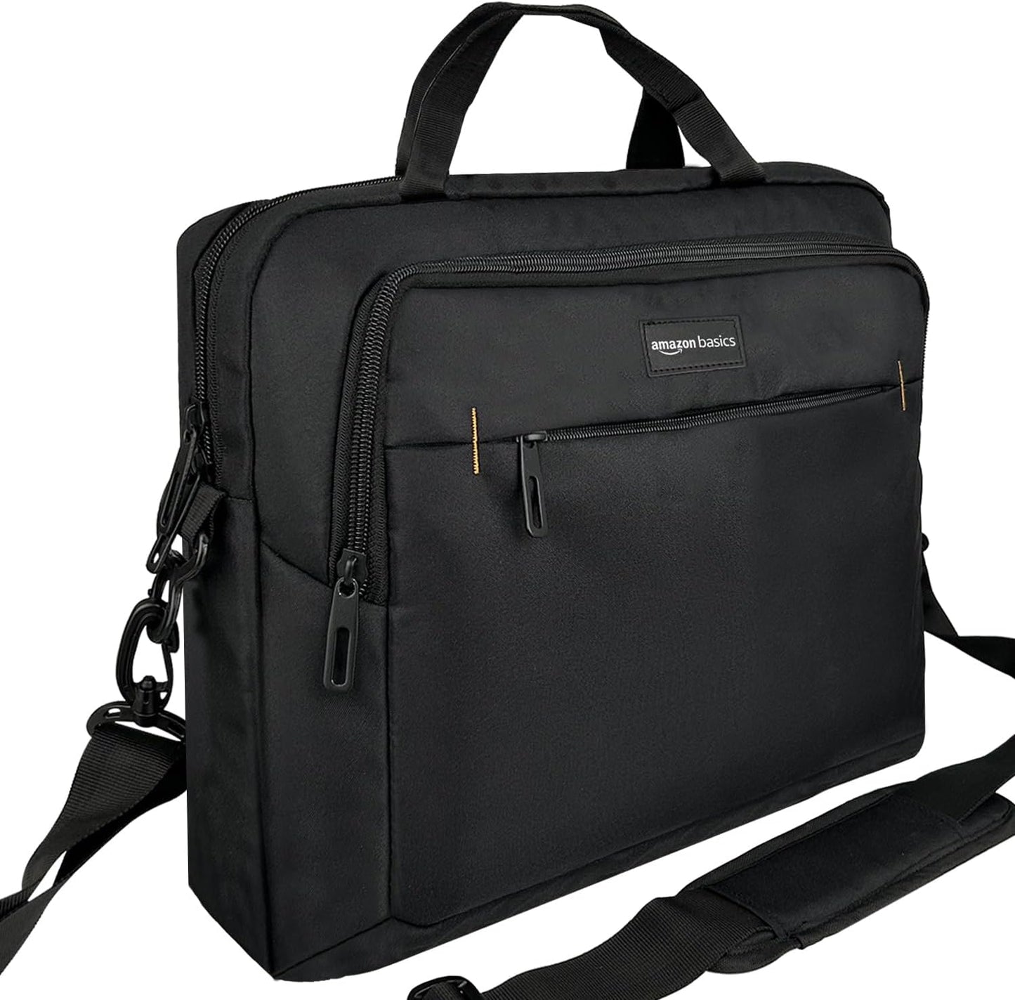 Amazon Basics Laptop Tablet Carrying Case with Shoulder Strap and Grab Handles, 14-inch, Black, Compartments for Storage