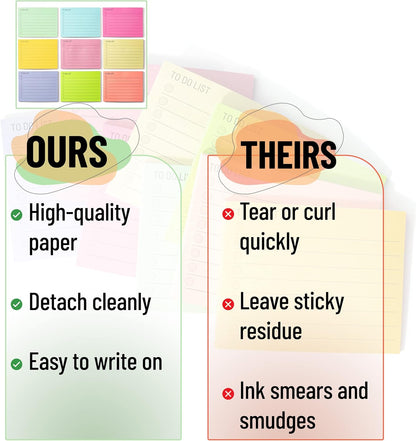 Mr. Pen- to Do List Sticky Notes, 3” x 5”, 9 Pads, 360 Sheets, Lined Checklist Sticky Pads with Smooth Writing, Easy Peel-Off, Thick Paper for Planning, Office, School & Daily Tasks