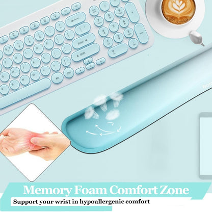 Keyboard Wrist Rest, BamLue Memory Foam Pad Set for Easy Typing & Pain Relief for Laptop, Office & Home, Ergonomic Sets for Keyboard, Gel Mouse Wrist Rest, Smooth Fiber Cushion Wrist Support-Black