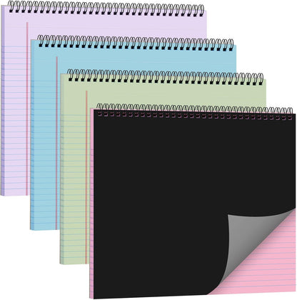 MotiMind 4 Pack Landscape Notebook Top Spiral Bound 11 x 9.5 Inch College Ruled Legal Pads Horizontal Notepad with Hole Punched Pages for Office School Meeting Project Notes Daily Use, White