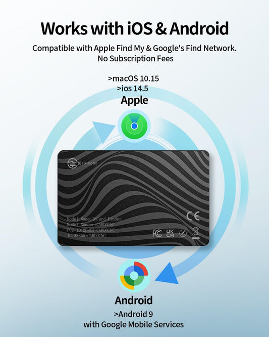 Wallet Tracker Card for Apple Find My & Android, 5-Year Battery Life and Ultra-Slim Design, Tracking Card Works with Google Find Hub, Air Tracker Tag Locator for Passport, Keys, Bags
