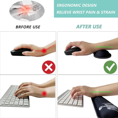 Keyboard Wrist Rest Mouse Wrist Support Set, Memory Foam Wrist Rest Pad for Computer Laptop Keyboard Mouse, Ergonomic Wrist Cushion Support for Typing Pain Relief, Gaming Home Office, Flowers Grass