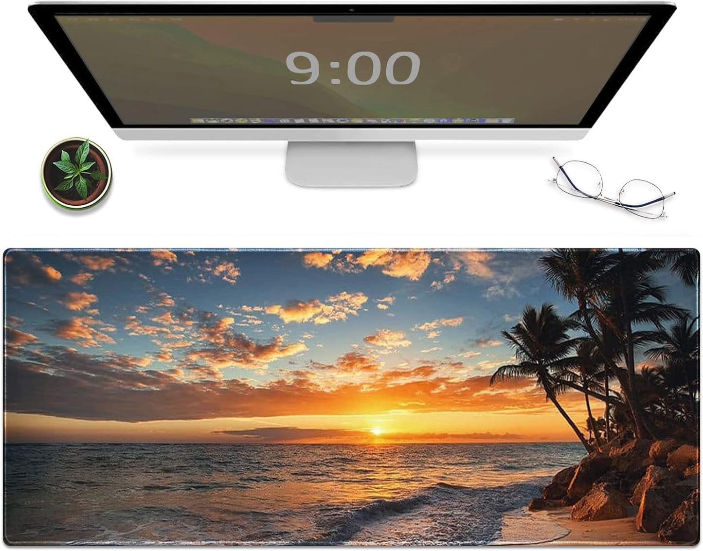 Galdas Mouse Pad For Gaming,Forest Background Pattern XXL XL Large Mouse Mat Long Extended MousePad Desk Mat Non-Slip Rubber Mice Pads Stitched Edges Thin (31.5 x 11.8 x 0.12 Inches) Tree