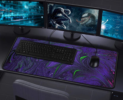 Large Extended Gaming Mouse Pad with Stitched Edges, (31.5X15.7In) Durable Non-Slip Natural Rubber Base, Waterproof Computer Keyboard Pad Mat for Esports Pros/Gamer/Desktop/Office/Home-Black