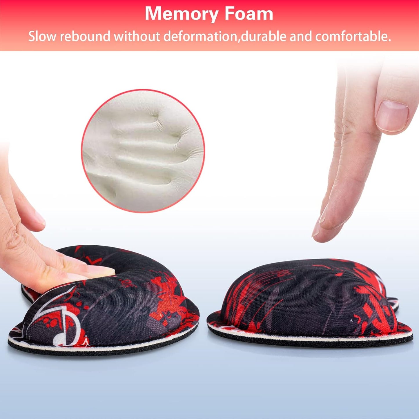 Mouse Wrist Rest, Canjoy 2 Pack Memory Foam Soft Fabric Mouse Wrist Rest Pad Support Cushion with Anti-Skid Rubber Base,Ergonomic Pain Relief Mouse Hand Rest (Black)