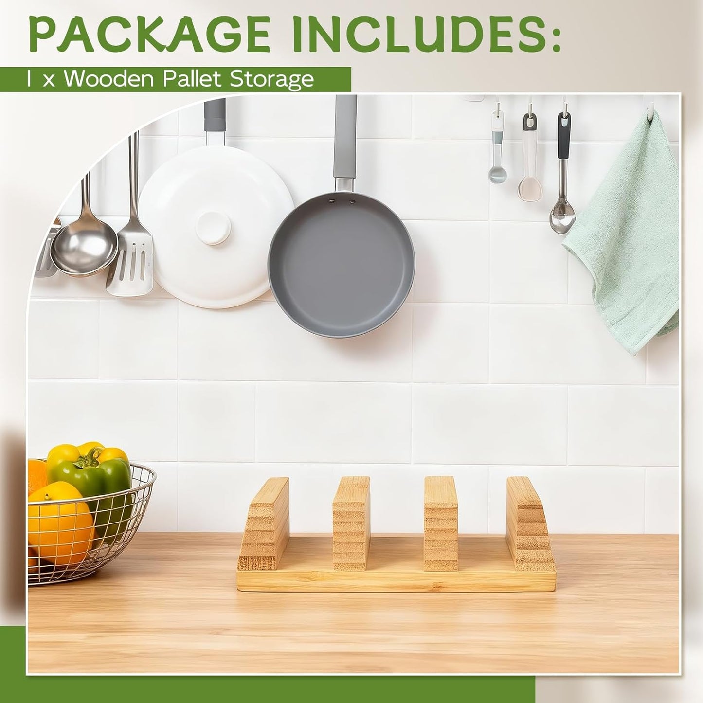 GuanQiao Cutting Board Holder Stand, Bamboo Storage Rack, Pot Lid Holder for Countertop Cabinet