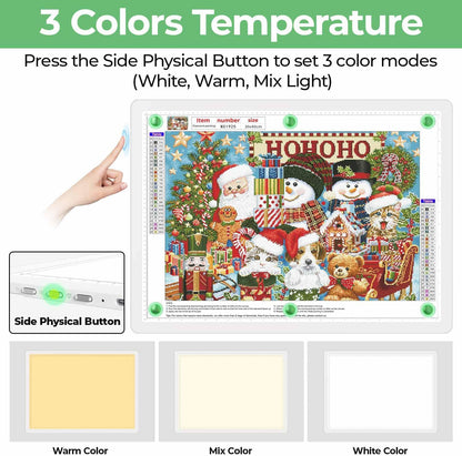Zocelight Rechargeable A4 Tracing Light Box with Padded Case,Ultra Bright Led Light Pad with Physical Button,Wireless Light Board for Diamond Painting,Dimmable 9000LUX Lightbox for Tracing and Drawing