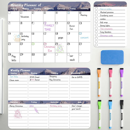 Marsrock Dry Erase White Board with Stand,Double-Sided Weekly Whiteboard 16"x12", 10 Markers, 6 Magnets, 1 Eraser, Portable Desktop Whiteboard for Planning,Weekly Schedule Board for School for Home