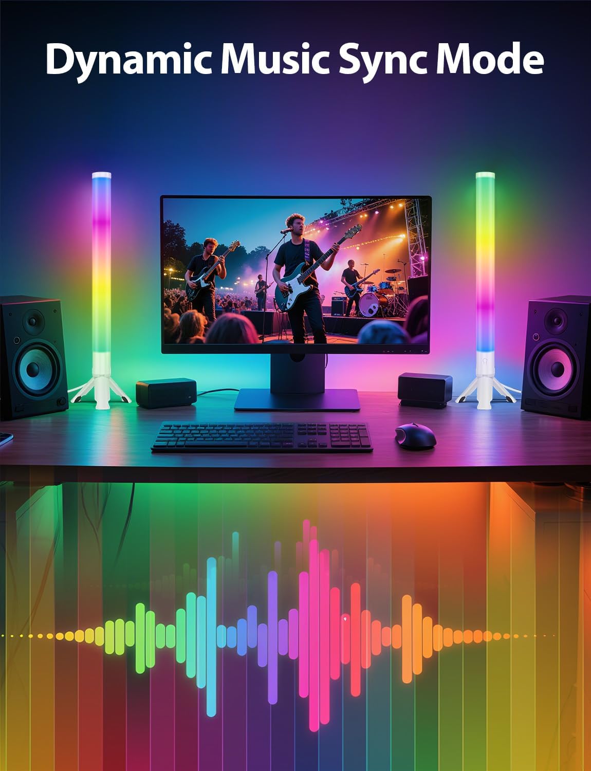 DAYBETTER 360° Smart LED Light Bars, RGB Light Bars with 16 Million Colors, Smart Gaming Lights with Music Sync and Scene Modes, 3 Modes Control, Mood Lighting, Gaming Light Bar for Room, TV, Monitor