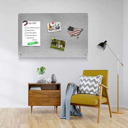 2Pack Magnetic Board,17.1" x 11.8" Magnet Display,for Magnets and Bulletin Board,Suitable for Wall, Refrigerator, Compartment, Cabinet etc,Comes with Dual Lock Tape for Easy Hanging (Silver)