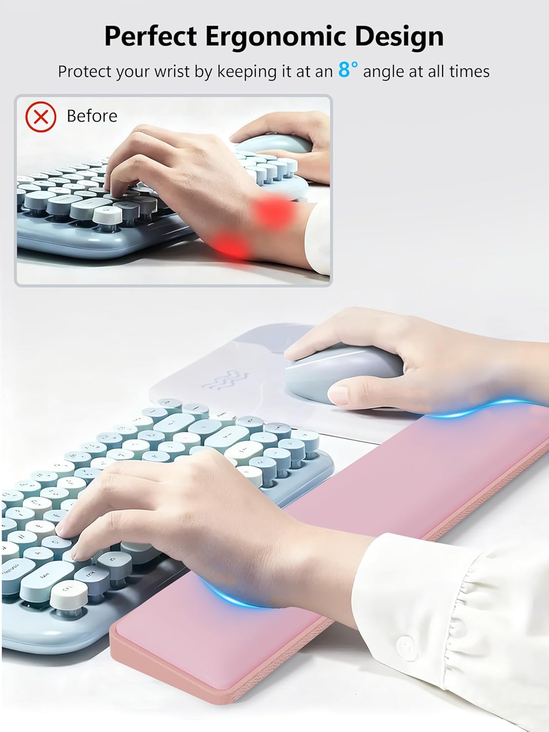 TopMade Keyboard Wrist Rest, Cooling Gel & Upgrade Soft Memory Foam Design Wrist Support for Keyboard, Full-Size Keyboard Hand Rest Pad, Ergonomic Palm Rest for for Long Hours of Work, Gaming, Black
