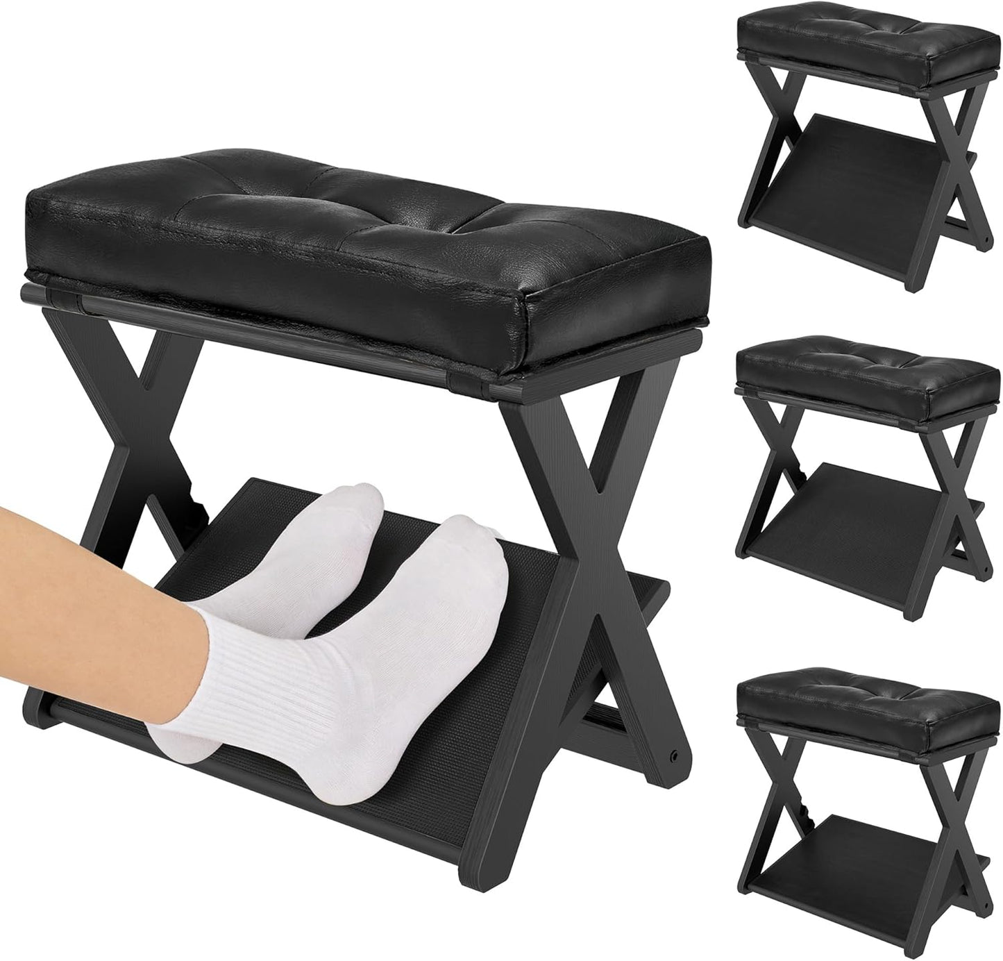 HOMELTSTBO Adjustable Foot Rest Under Desk, Wooden Double Step Footrest with 3 Height Options & Non-Slip EVA Surface, Ergonomic Foot Rest for Under Desk at Work, Enhances Posture,Home Office-Natural