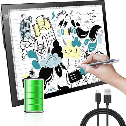 KIVOTAC 9x12 Inch LED Light Pad, Ultra-Thin USB Powered Bright Light up Box Adjustable Light Table for Drawing, Weeding Vinyl, Diamond Art, Sketching, Tracing and Animation