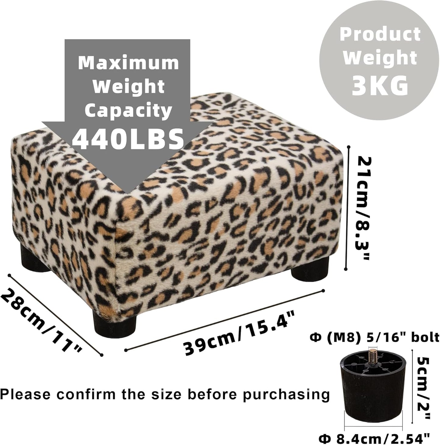 CAROLMADE Small Foot Stool Ottoman Footstool with Legs Under Desk Footrest for Living Room Bedroom and Office, Soft Ivory White