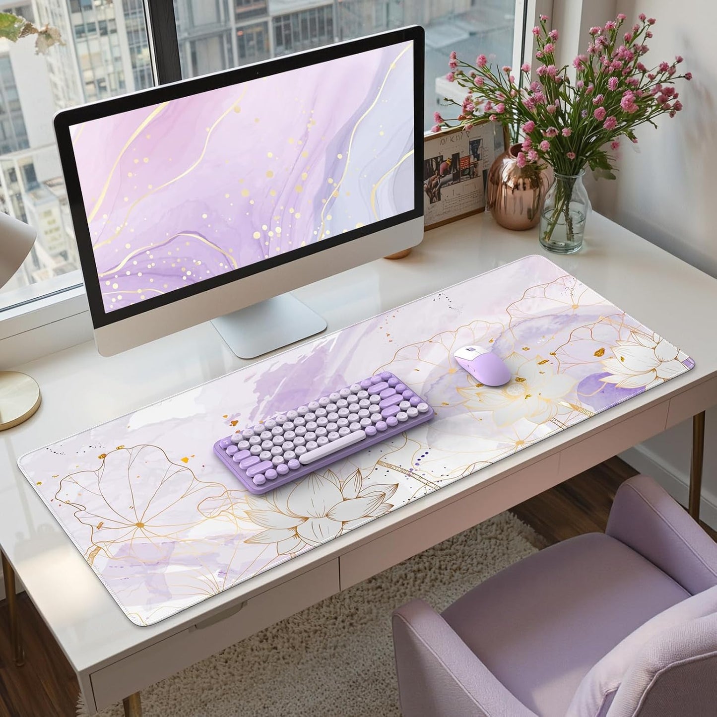 iCasso Desk Cover Mat, Office Mouse Pad, Desk Protector Mat, Extra Large Matt for Desktop,Anti-Slip XXL Big Mousepad with Stitched Edges for Computer Keyboard Retro Black - Colors A