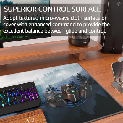 KTRIO Large Gaming Mouse Pad Desk Mat, Superior Micro-Weave Cloth for Precise Mouse Control, Non-Slip Rubber Base, Stitched Edges, Water-Resistant, for Gamer, Office & Home, 31.5" x 11.8" inches