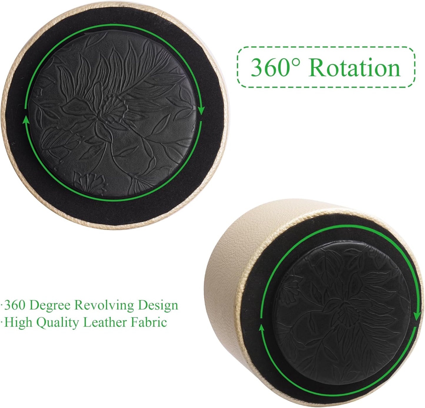 Round Leather Art Supply Organizer,Remote Control Holder,360 Degree Rotating,Multi-Functional Pencil Holder,4 Compartments Desktop Stationary Organizer(1-Fractal Flower) | Round - Colors A