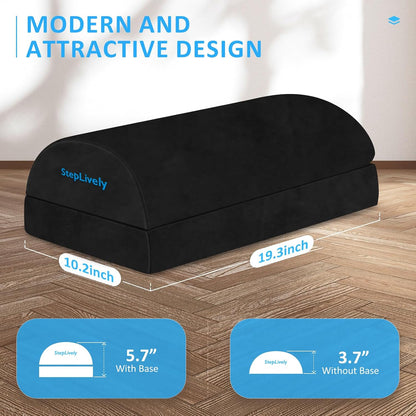 StepLively Foot Rest for Under Desk at Work, Comfortable Foot Stool with 2 Adjustable Heights, Footrest with Washable Cover, for Back & Hip Pain Relief, Suitable for Office, Home and Car (Black)