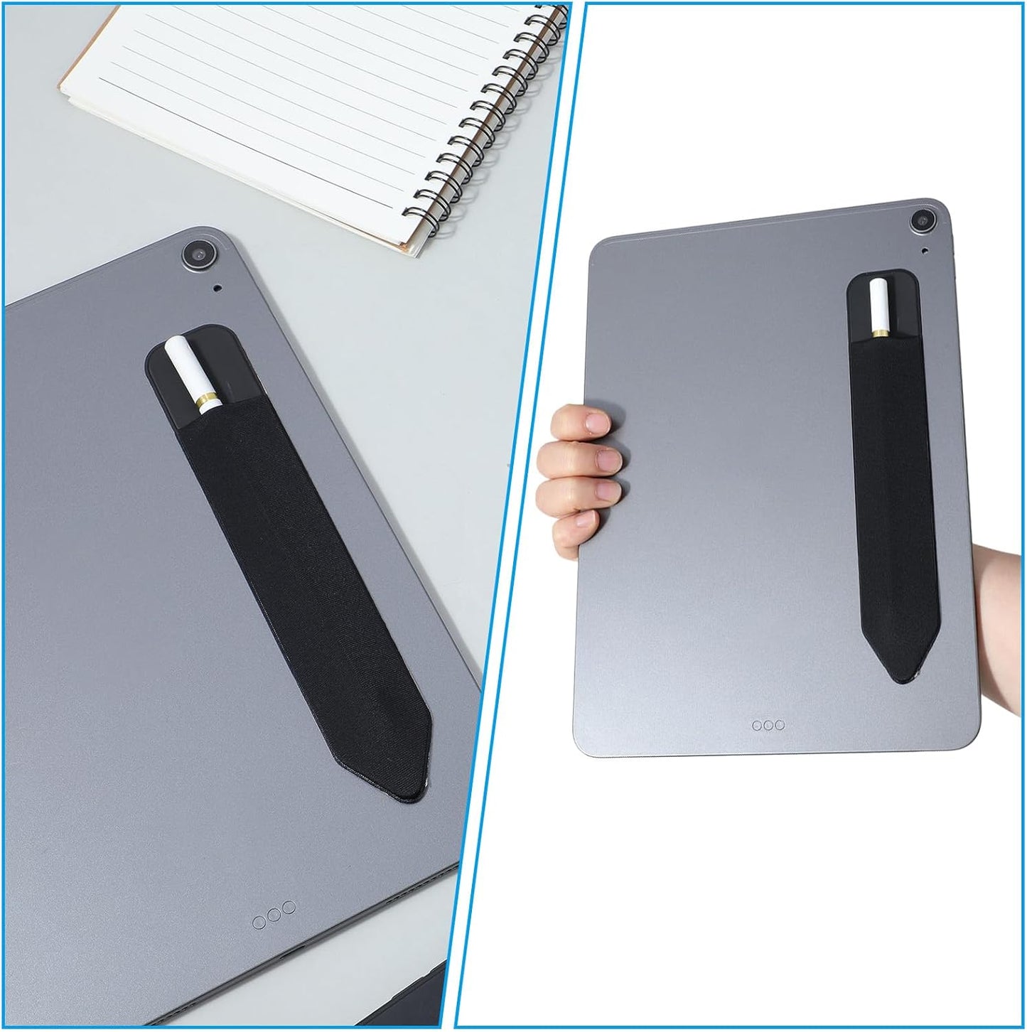 Bremorou 2 Pcs Universal Stylus Holder Adhesive Pencil Protected Sleeve Case Elastic Pens Holder Storage Pouch Pocket Accessories for Tablet Laptop Case Notebook Outdoor Black 7.28 × 1.57 Inch
