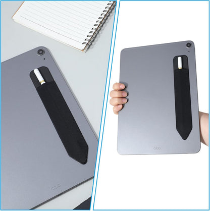 Bremorou 2 Pcs Universal Stylus Holder Adhesive Pencil Protected Sleeve Case Elastic Pens Holder Storage Pouch Pocket Accessories for Tablet Laptop Case Notebook Outdoor Black 7.28 × 1.57 Inch
