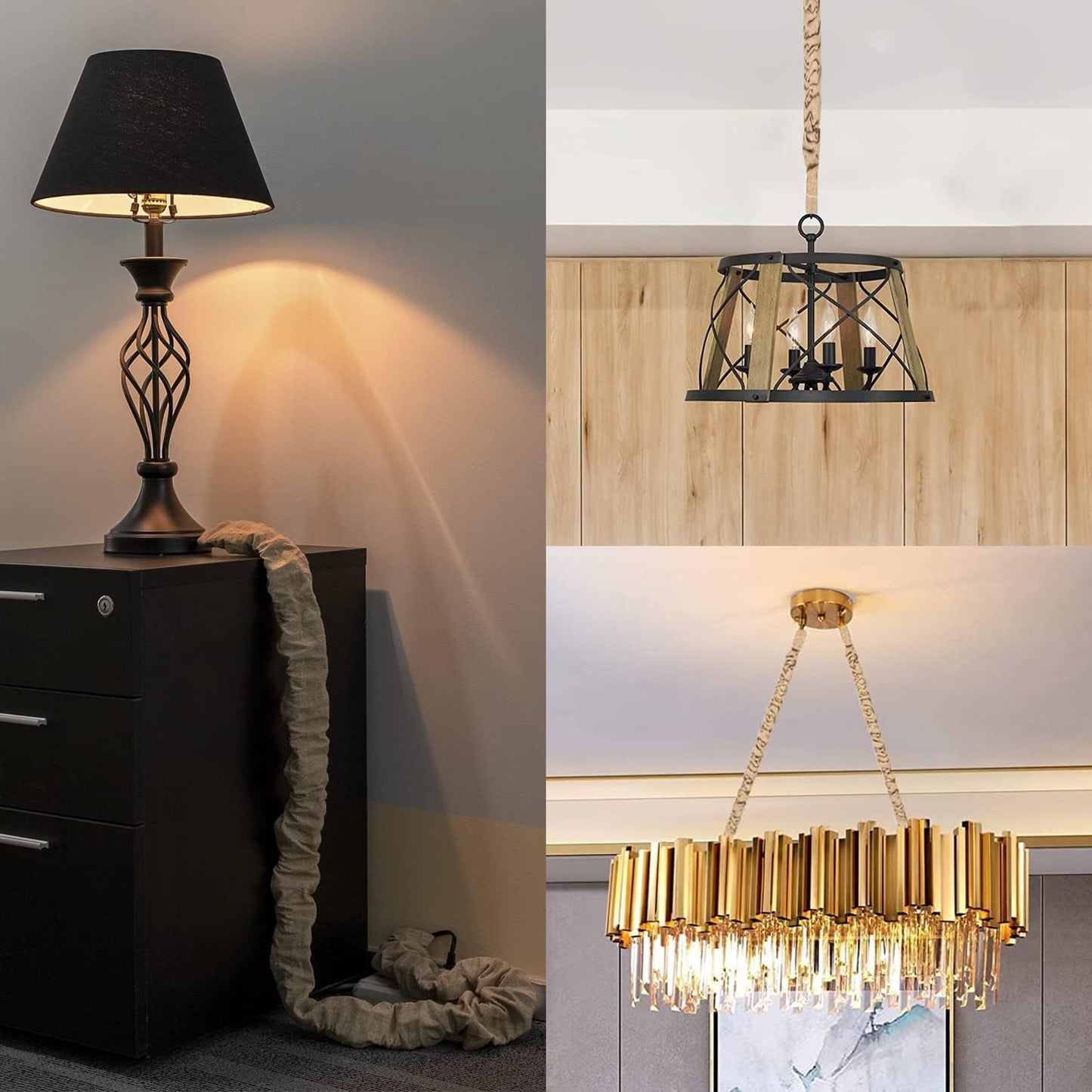 Fabric Cord Cover, Chandelier Chain Sleeve, 4 feet Length Natural Linen Burlap Wire Covers Use for Ceiling Lighting, Electrical Wires on Floor, Lamps Cable Management, Swings Chain Cover Decorative