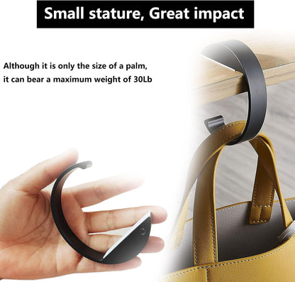 KISOY 2PCS C Shape Purse Hook for Table Handbag Hanger for Desk Heavy Duty Purse Hook Bag Holder Made of high-Strength Alloy Materials Hanger Various Heavy Items Desk Hook (C Shape(2 Black))