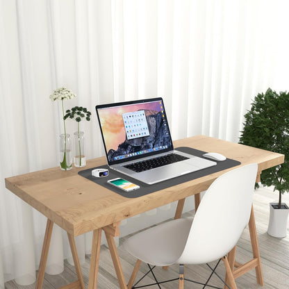 Hsurbtra Desk Pad, 23.6" x 13.8" PU Leather Desk Mat, M Extended Mouse Pad, Waterproof Desktop Blotter Protector, Non-Slip Ultra Thin Small Laptop Keyboard Writing Mat for Office Home, Pink